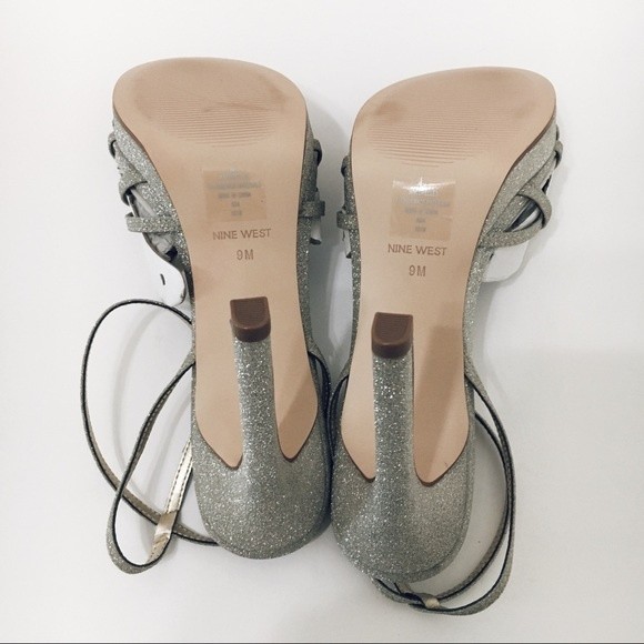 Nine West Size 9 Sparkly Glittery Strappy Platform Dress Sandals Heels Shoes - Picture 7 of 9